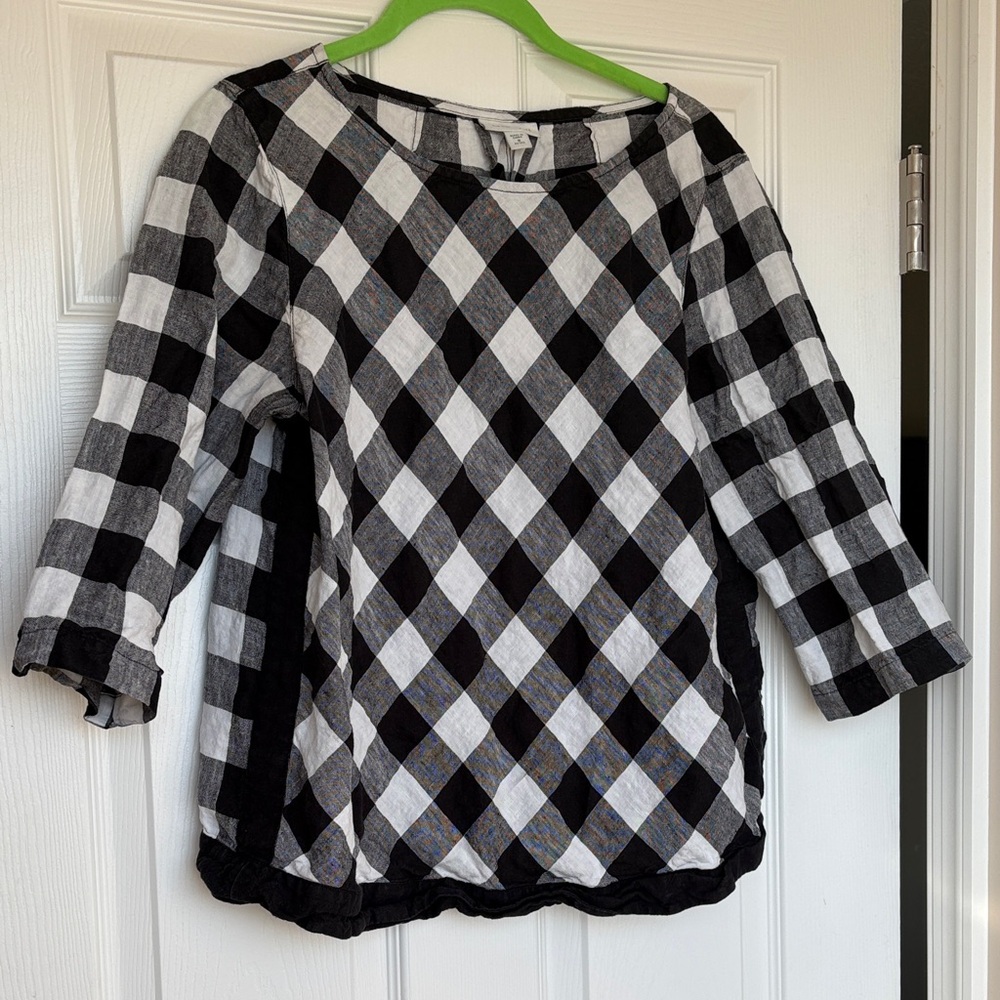 J.JILL Black and White Checkered Top